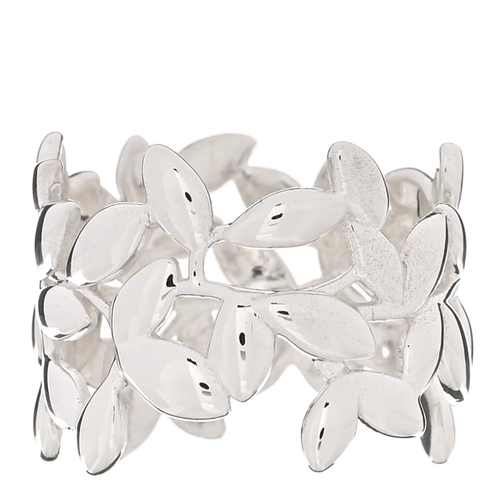 Sterling Silver Wide Paloma Picasso Olive Leaf Band Ring 57 8