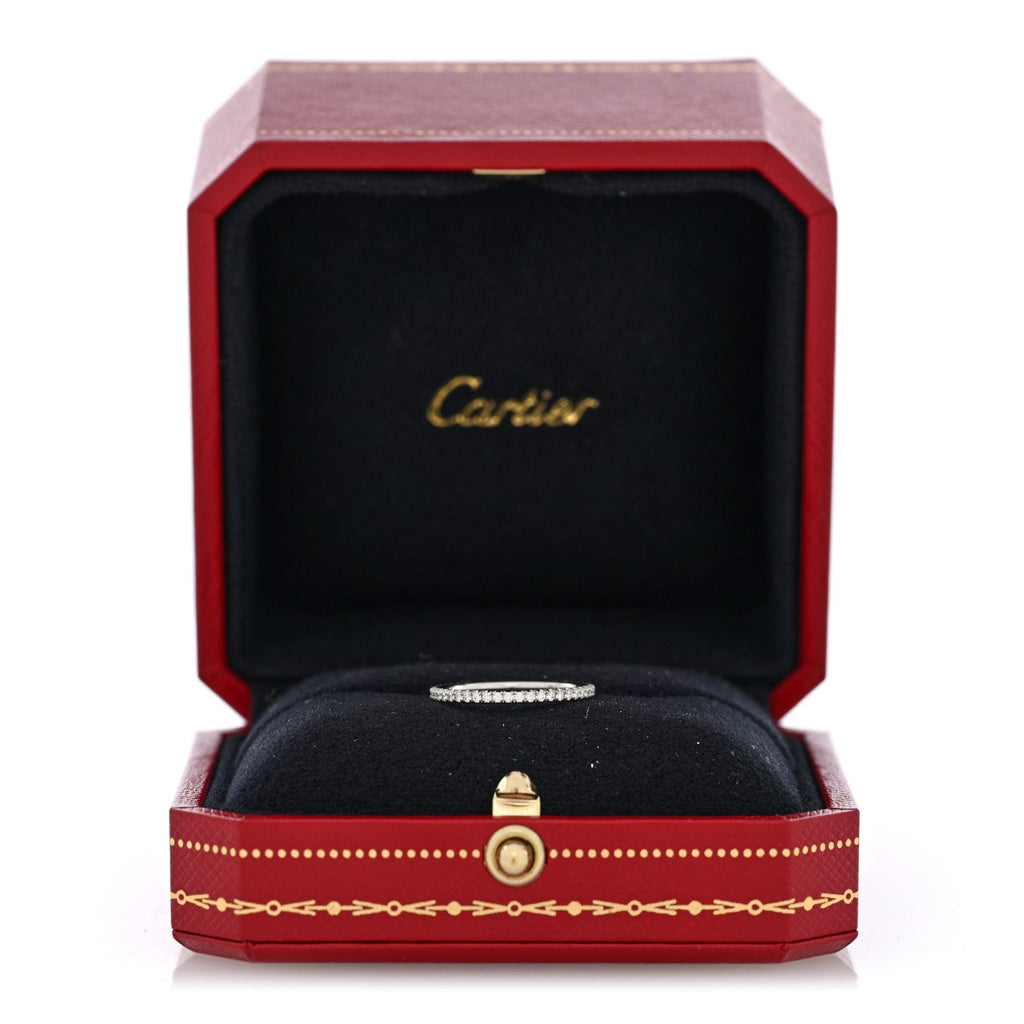 18K White Gold Diamond 1.5mm Étincelle de Cartier Wedding Band Ring 49 5