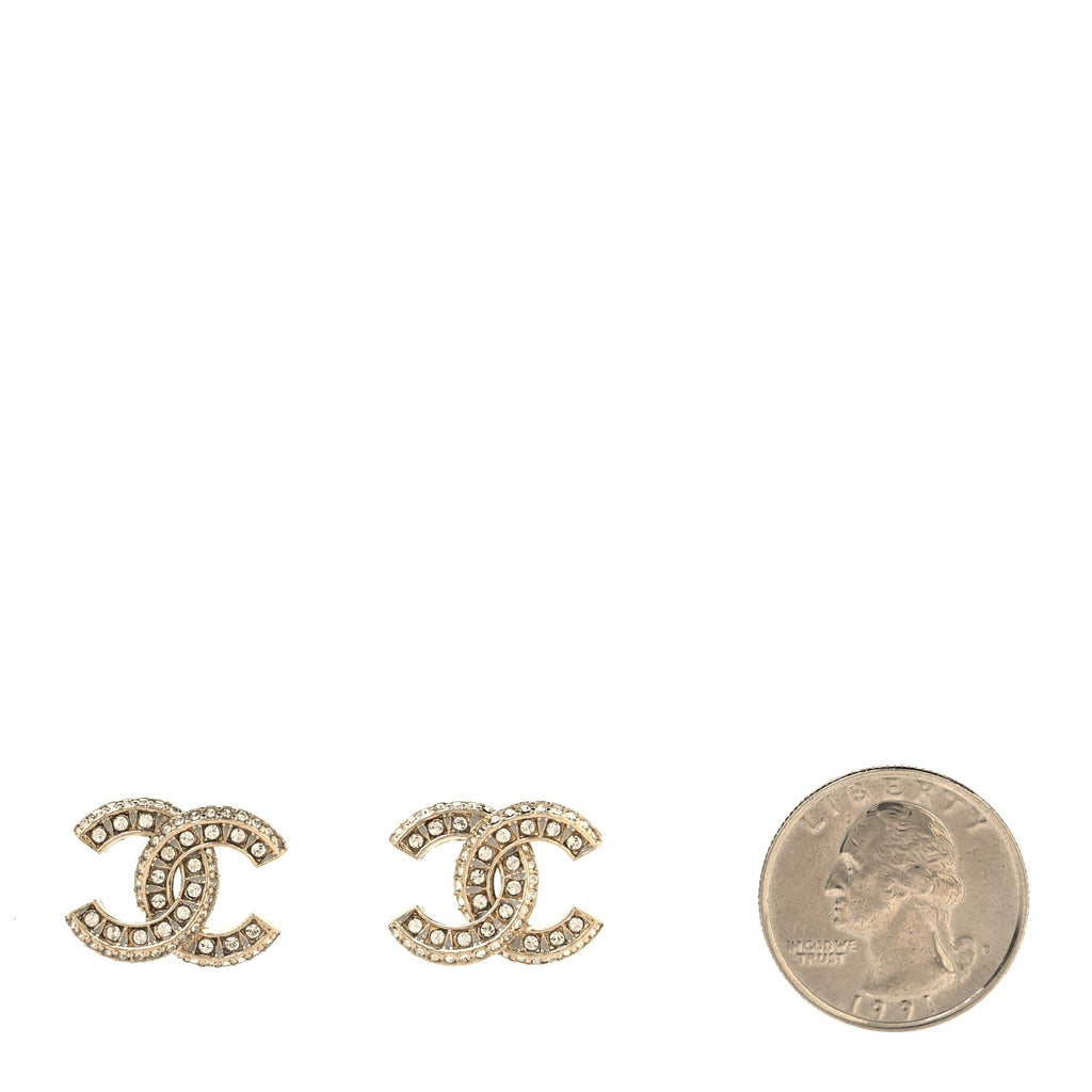 Crystal Timeless CC Earrings Light Gold