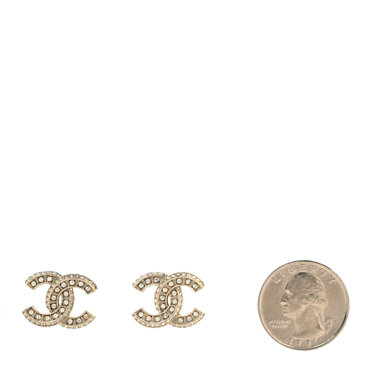 Crystal Timeless CC Earrings Light Gold