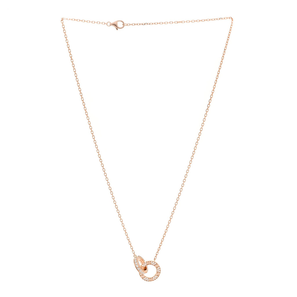 18K Pink Gold Diamond Interlocking LOVE Paved Necklace