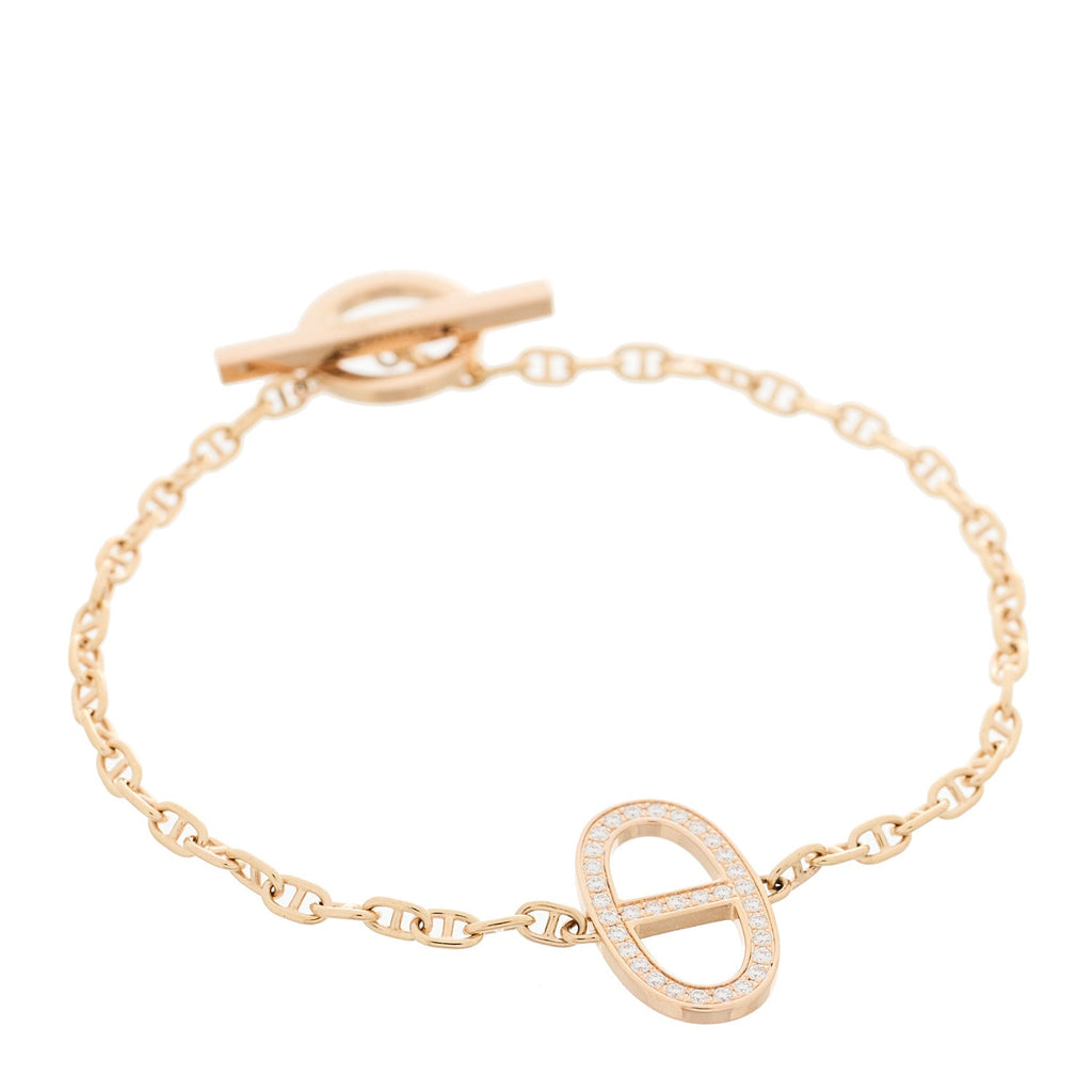 18K Rose Gold Diamond Chaine d'Ancre Contour Bracelet SH