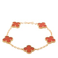 18K Yellow Gold Carnelian 5 Motifs Vintage Alhambra Bracelet