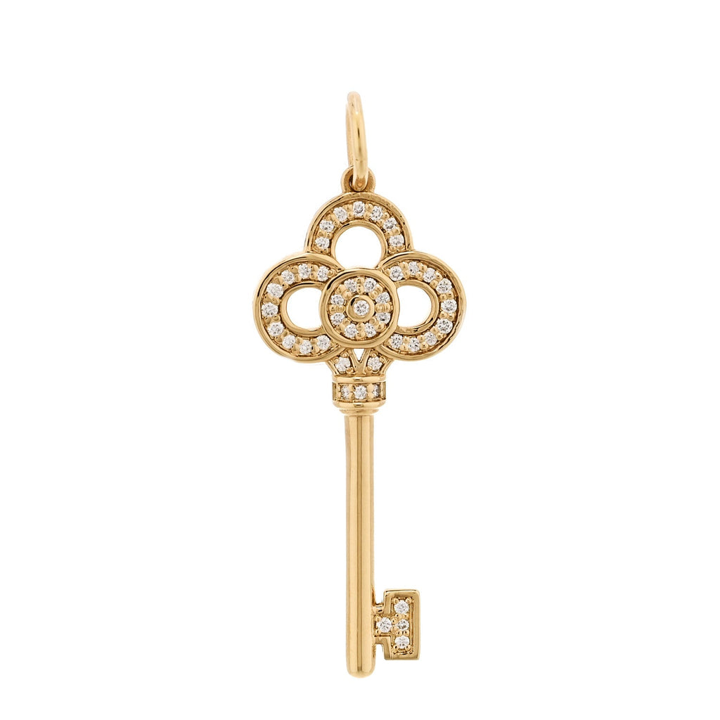 18K Yellow Gold Diamond Mini Crown Key Pendant
