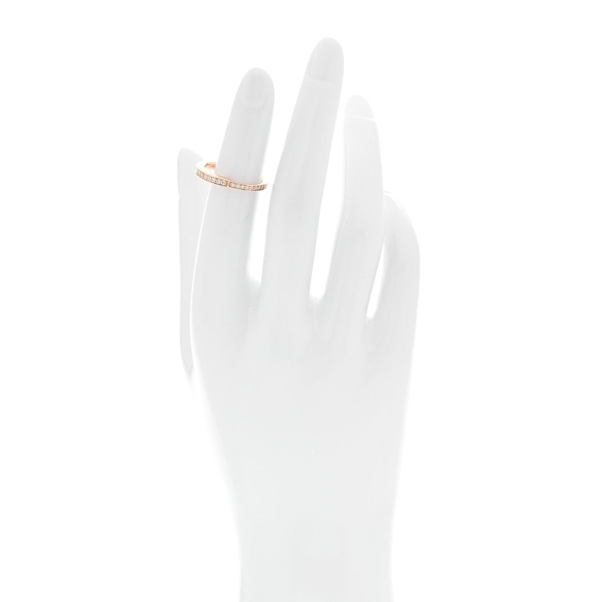 18K Rose Gold Diamond Lock Pave Ring 50 5.5
