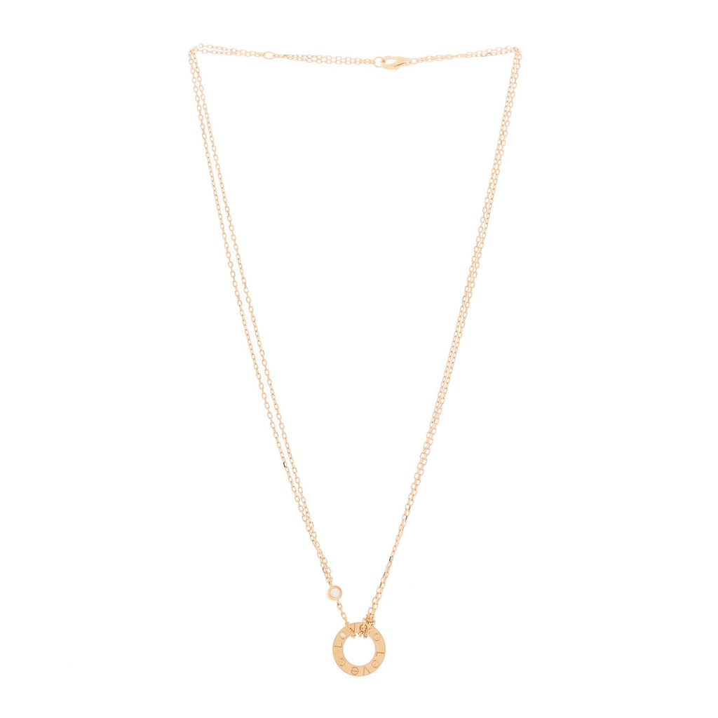 18K Pink Gold 2 Diamond LOVE Necklace