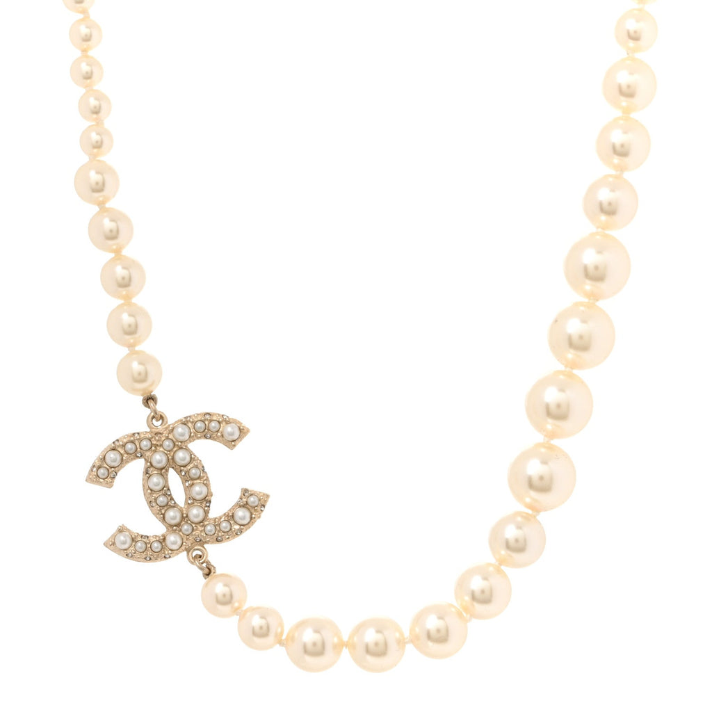 Pearl CC 100th Anniversary Necklace Light Gold