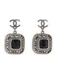 Metal Resin CC Drop Earrings Ruthenium Black