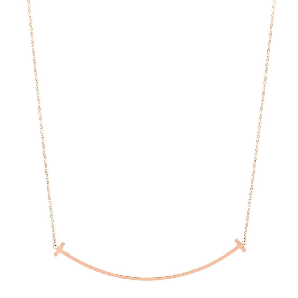 18K Rose Gold Large T Smile Pendant Necklace