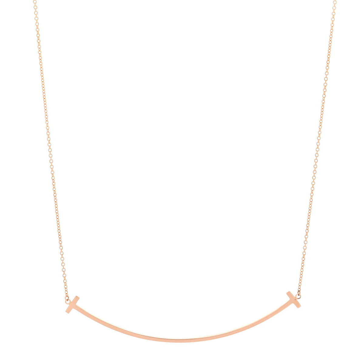 18K Rose Gold Large T Smile Pendant Necklace
