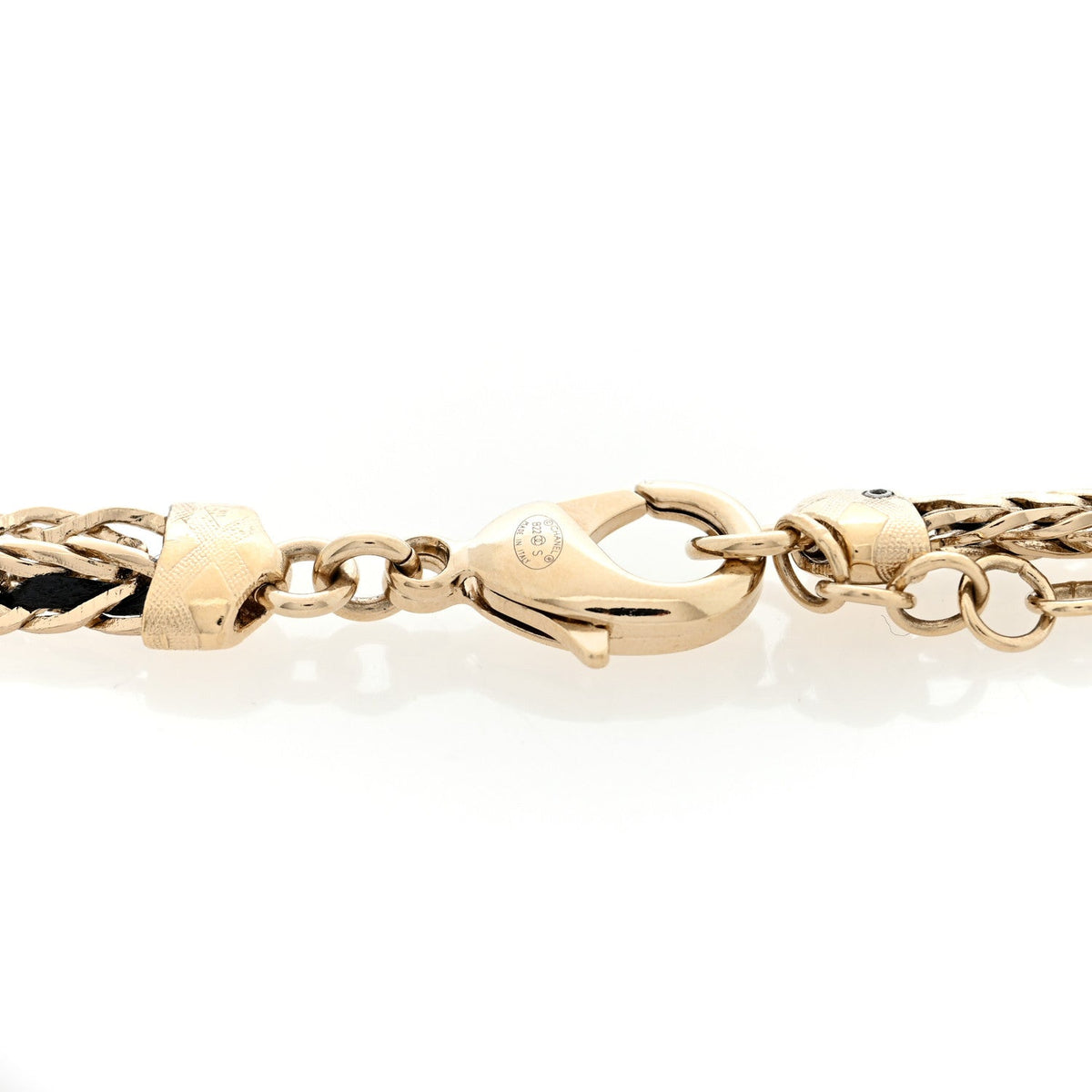 Lambskin Crystal Chain CC Fancy Belt 75 30 Gold Black