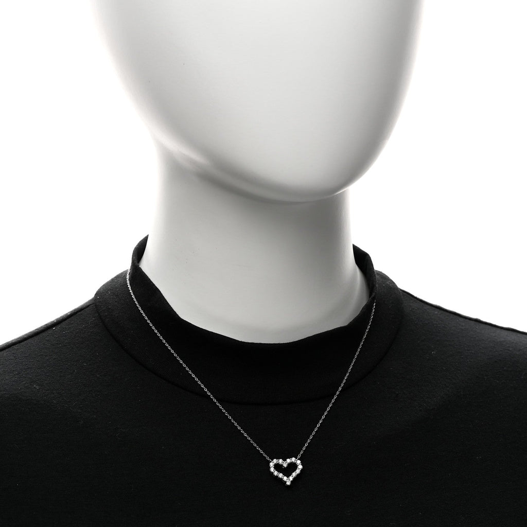 Platinum Diamond Small Heart Pendant Necklace