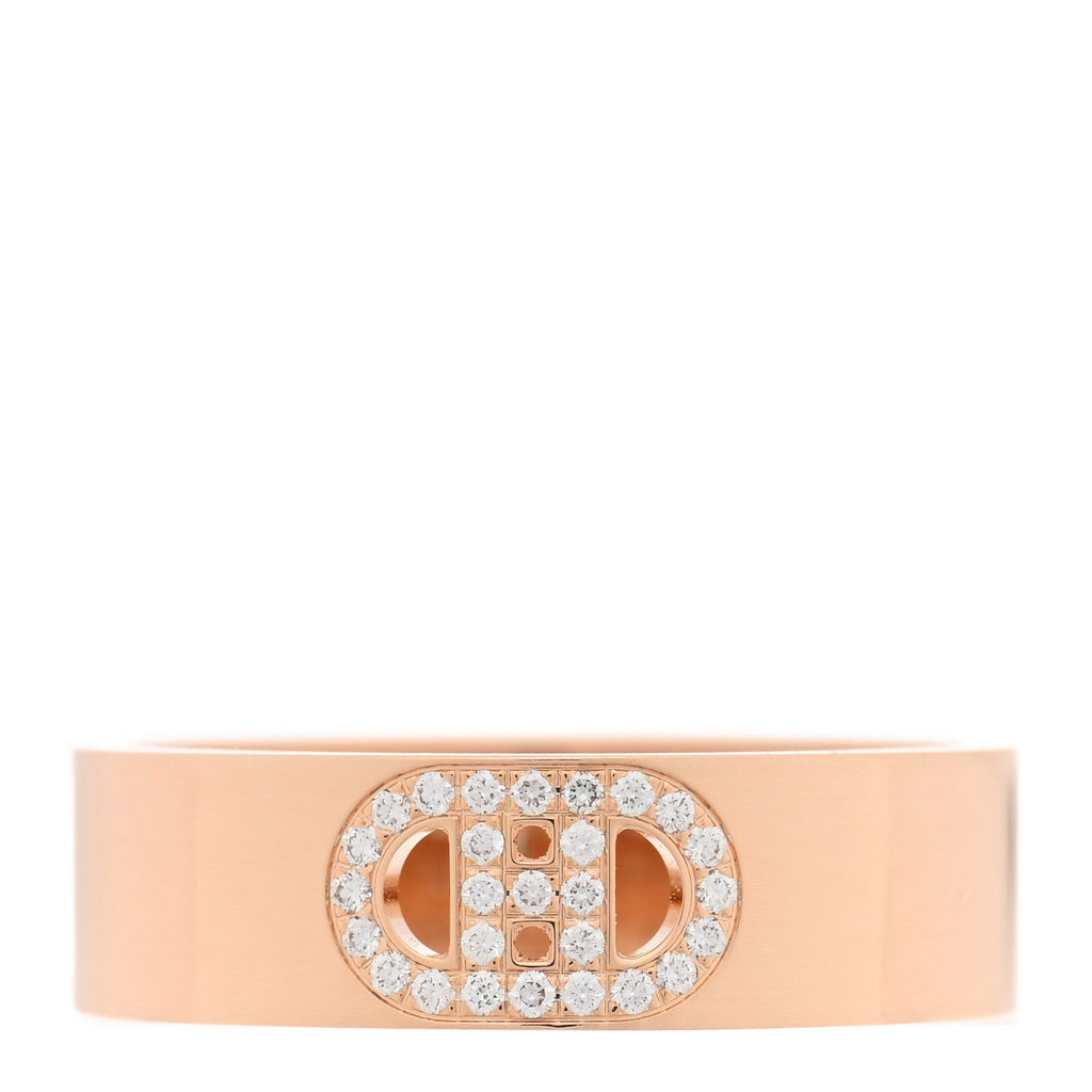 18K Rose Gold Diamond PM H D'Ancre Ring 54 7
