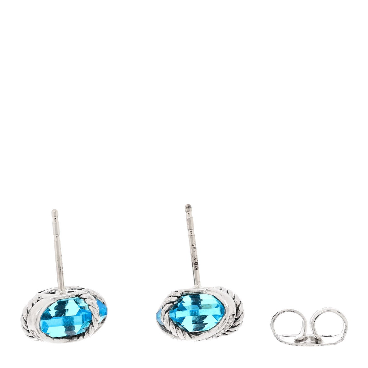 Sterling Silver Diamond Blue Topaz 10mm Cable Wrap Earrings