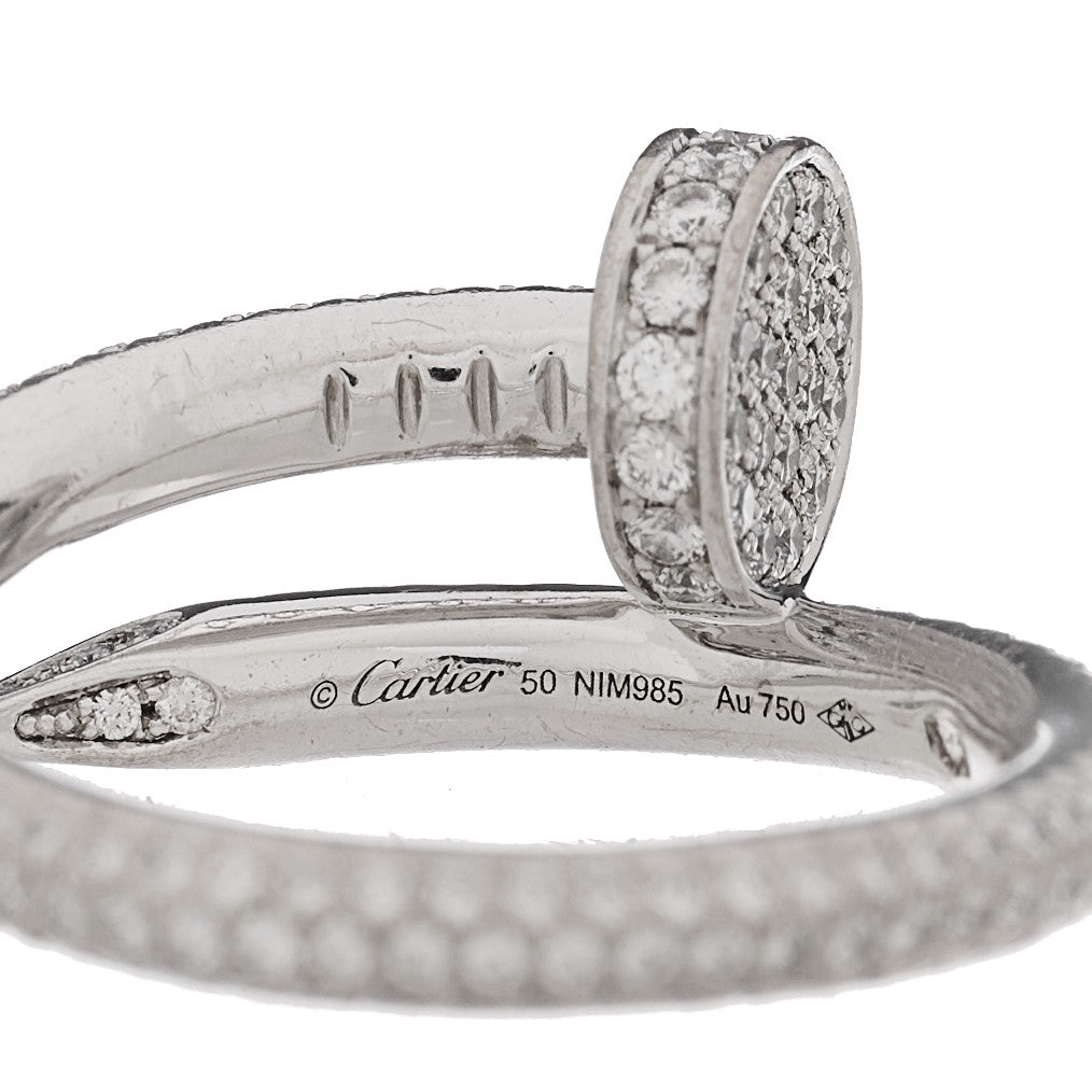 18K White Gold Diamond Juste Un Clou Full Paved Ring 50 5.25