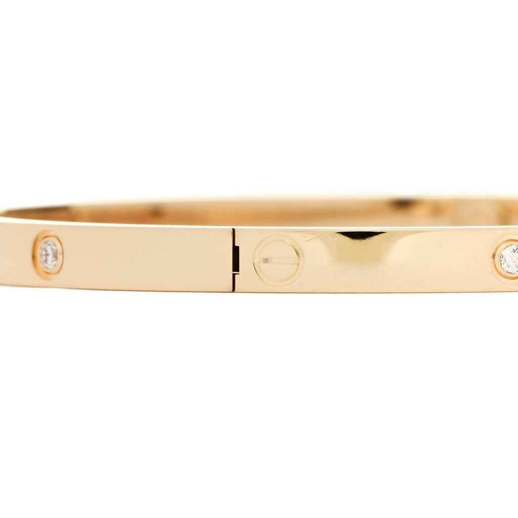 18K Yellow Gold 6 Diamond Small LOVE Bracelet 17