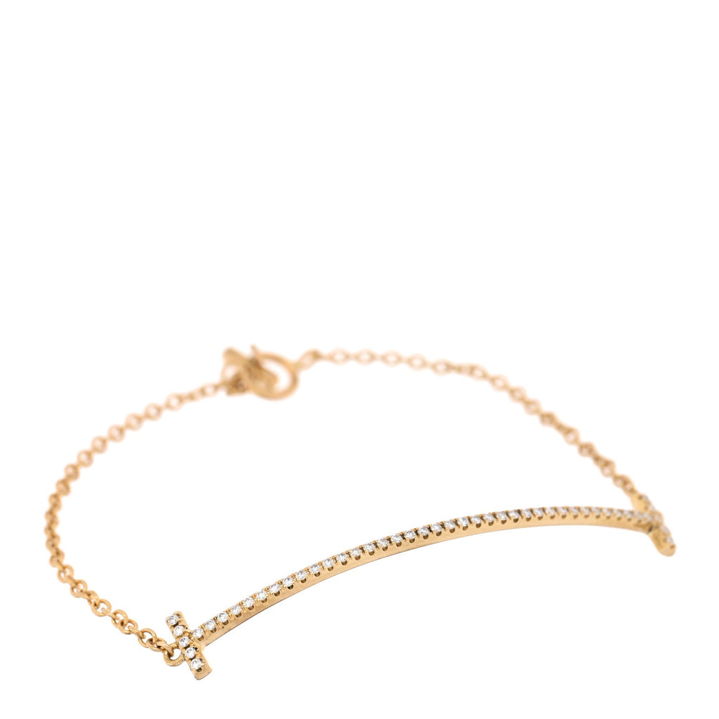 18K Yellow Gold Diamond T Smile Bracelet