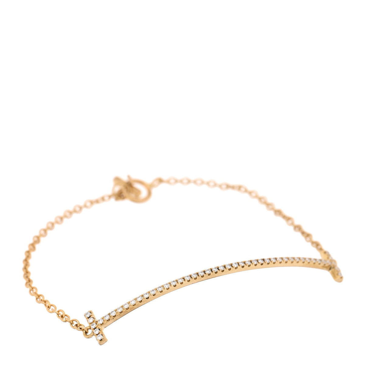 18K Yellow Gold Diamond T Smile Bracelet