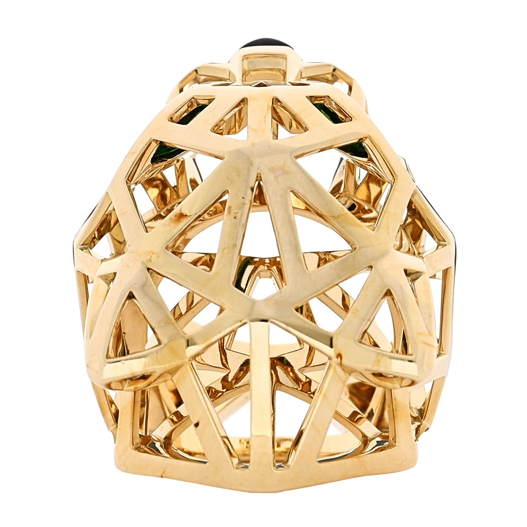 18K Yellow Gold Tsavorite Onyx Panthère De Cartier Ring 53 6.5