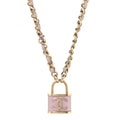 Metal Lambskin Chain CC Lock Choker Necklace Lilac