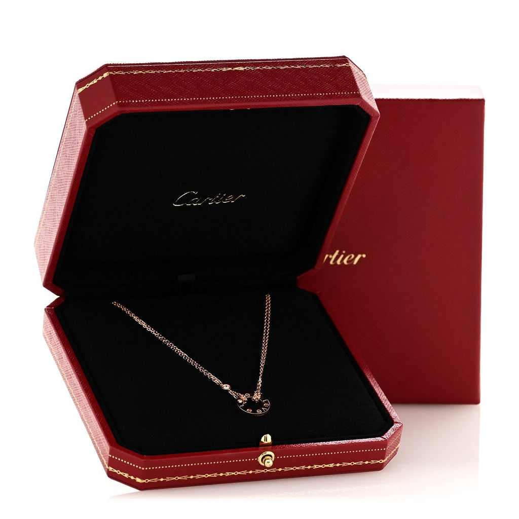 18K Pink Gold 2 Diamond LOVE Necklace