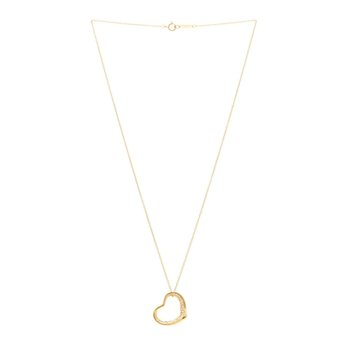 18K Yellow Gold Diamond Elsa Peretti Open Heart Necklace
