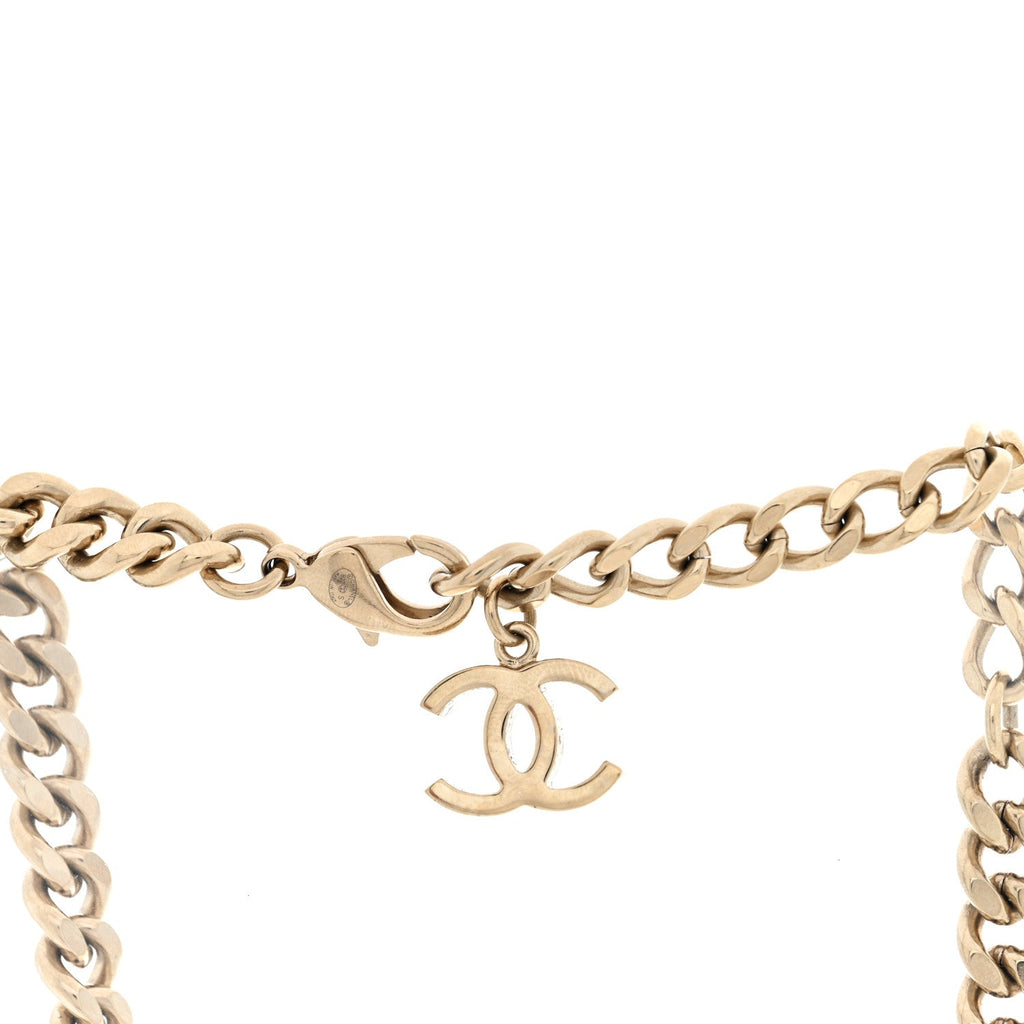 Enamel Metal Logo Choker Necklace Gold Black White