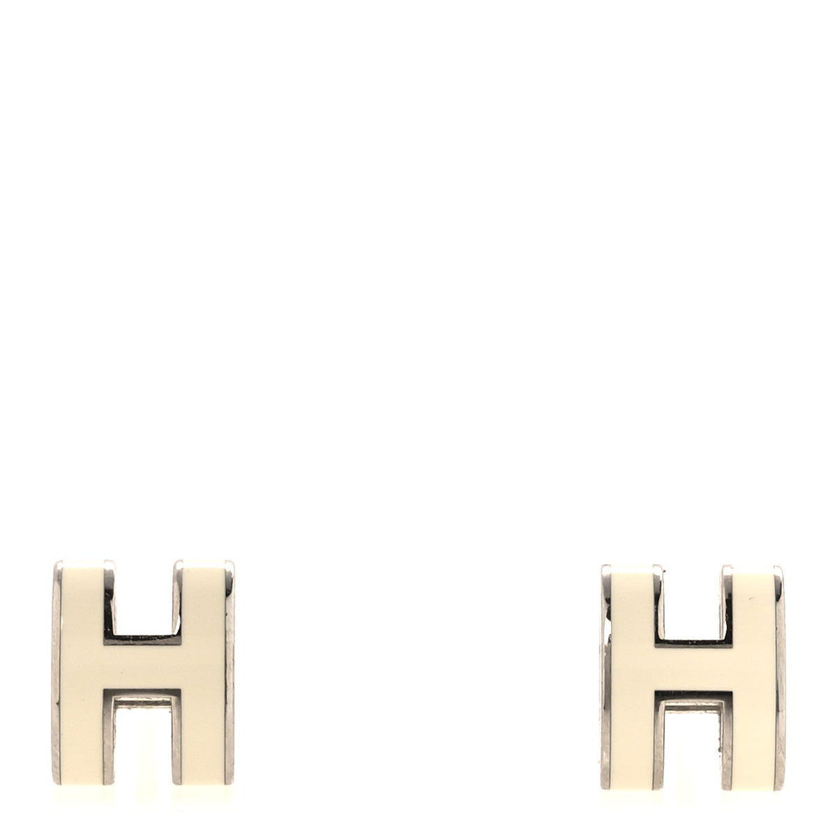 Palladium Lacquered Mini Pop H Earrings White