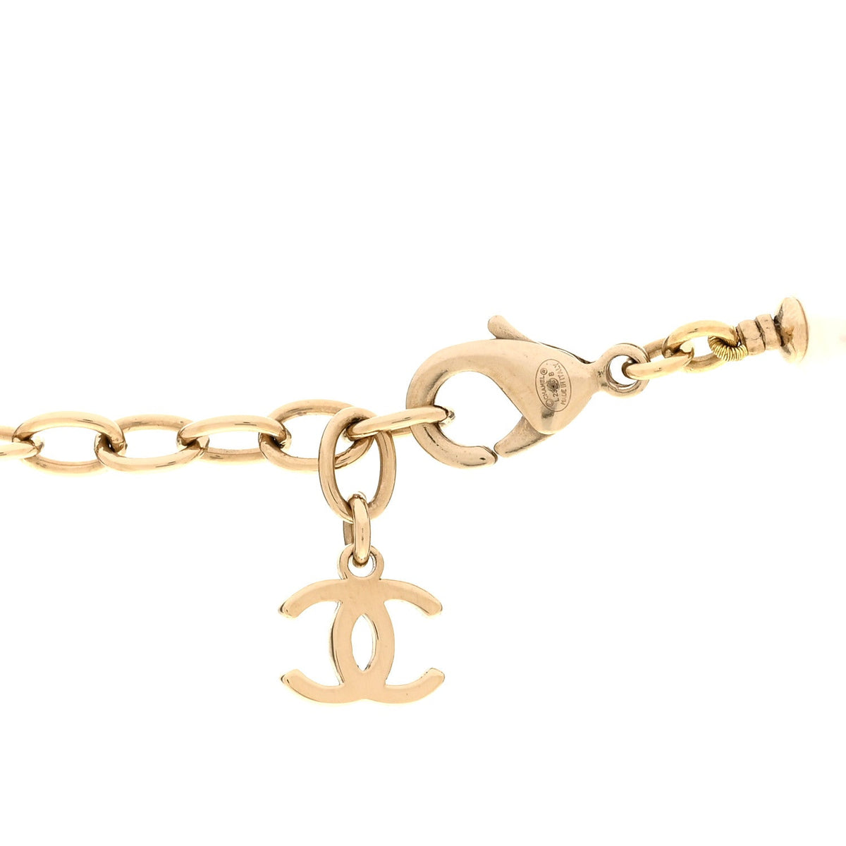 Pearl Crystal Logo Choker Gold Pearly White
