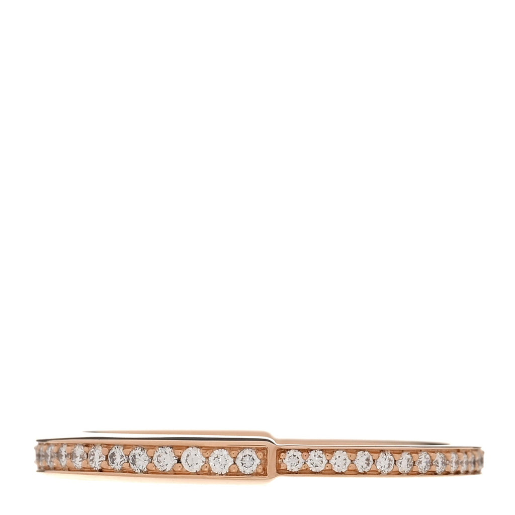18K Rose Gold Diamond Lock Pave Ring 65 11