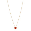 18K Yellow Gold Carnelian Vintage Alhambra Pendant Necklace