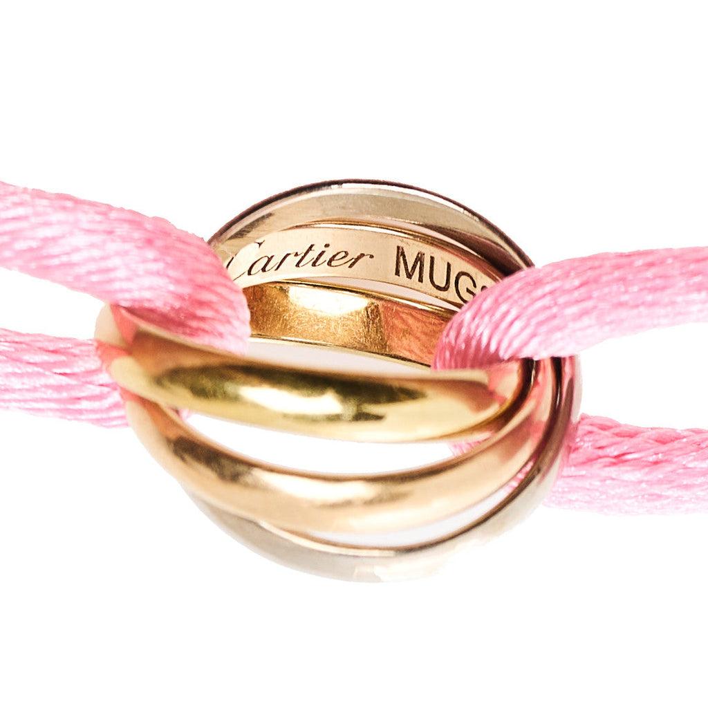18k Pink Yellow White Gold Trinity Adjustable Cord Bracelet Pink