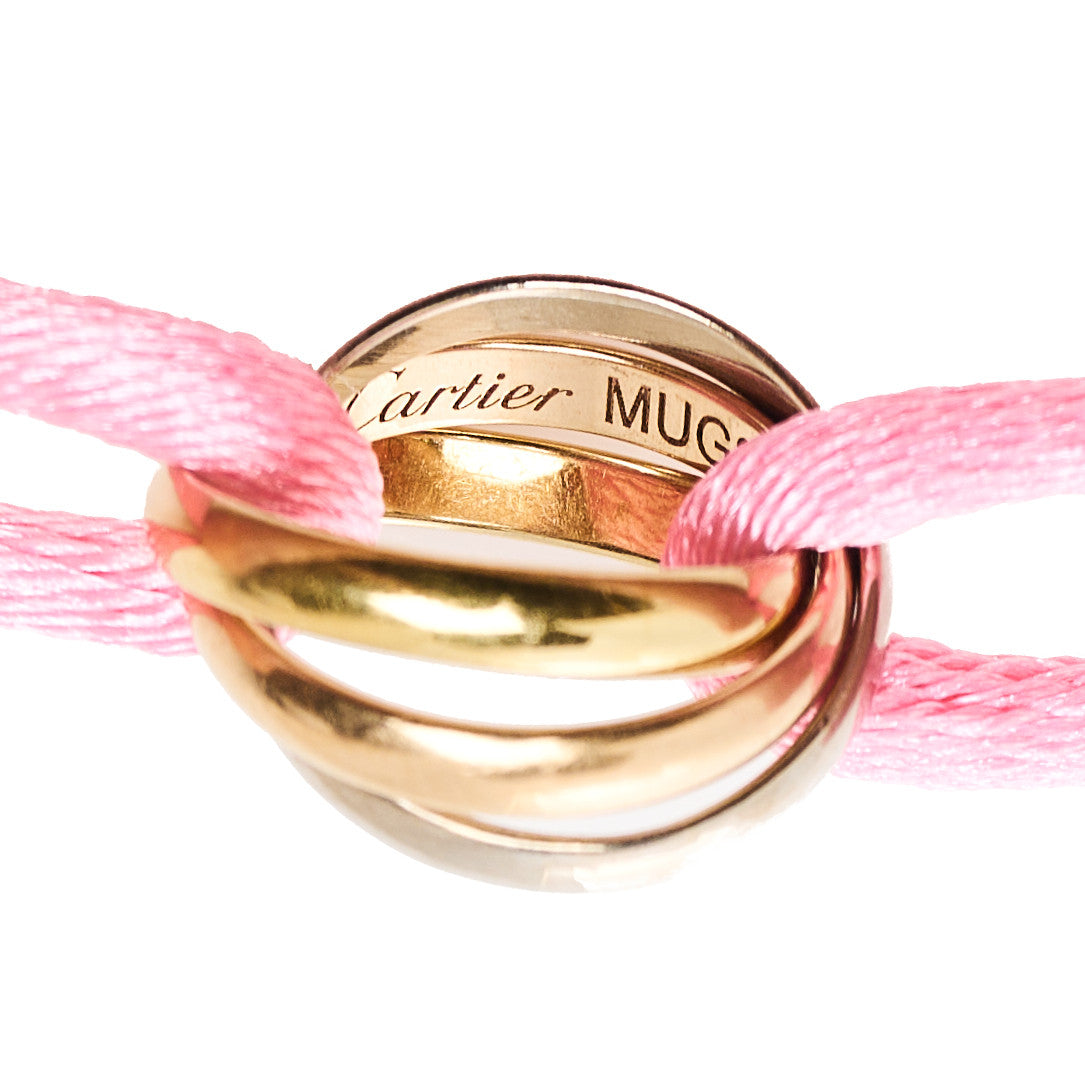 18k Pink Yellow White Gold Trinity Adjustable Cord Bracelet Pink