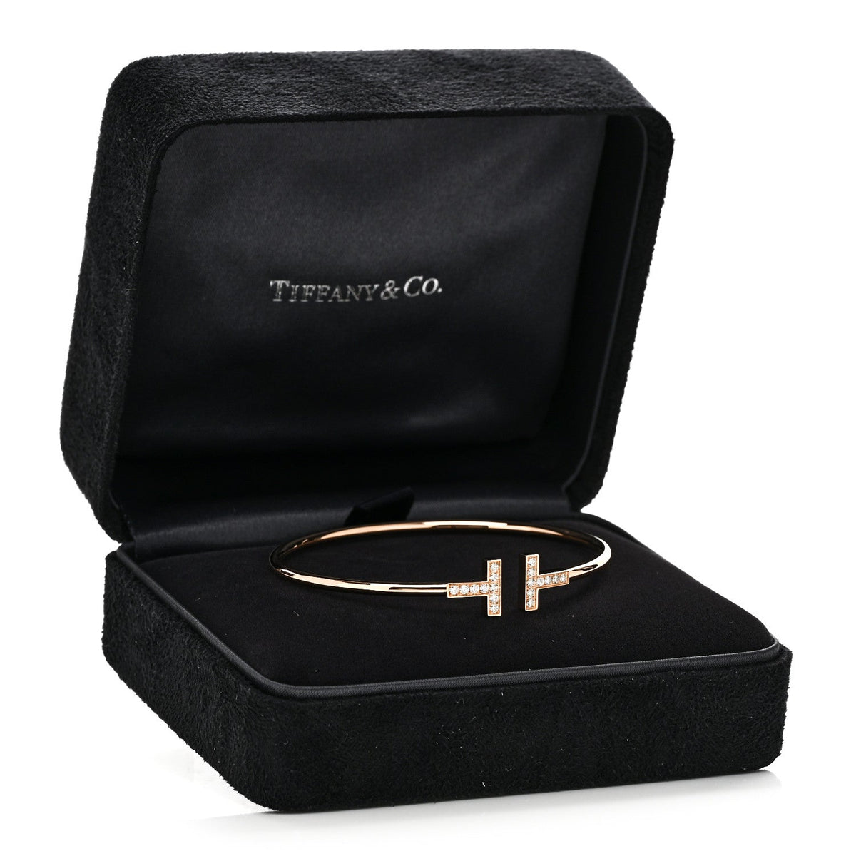 18K Rose Gold Diamond T Wire Bracelet