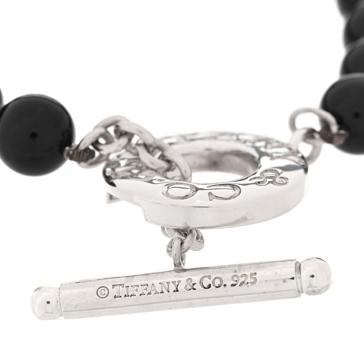 Sterling Silver Black Onyx Bead Toggle Bracelet