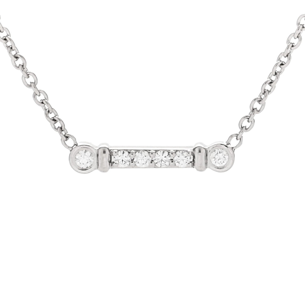 Platinum Diamond Fleur de Lis Key Bar Pendant Necklace