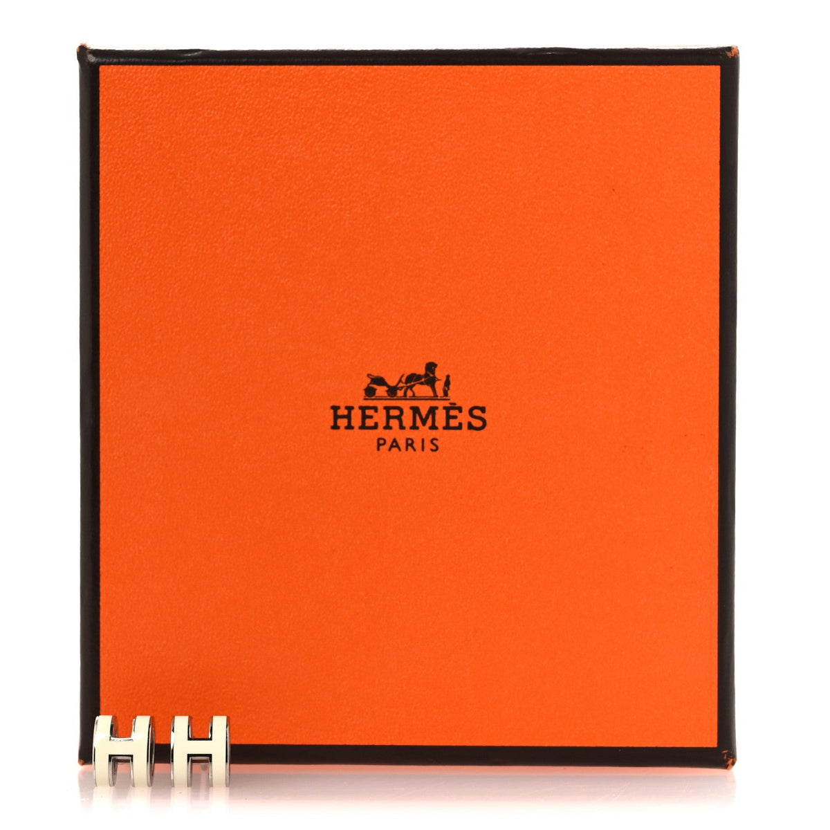 Palladium Lacquered Mini Pop H Earrings White