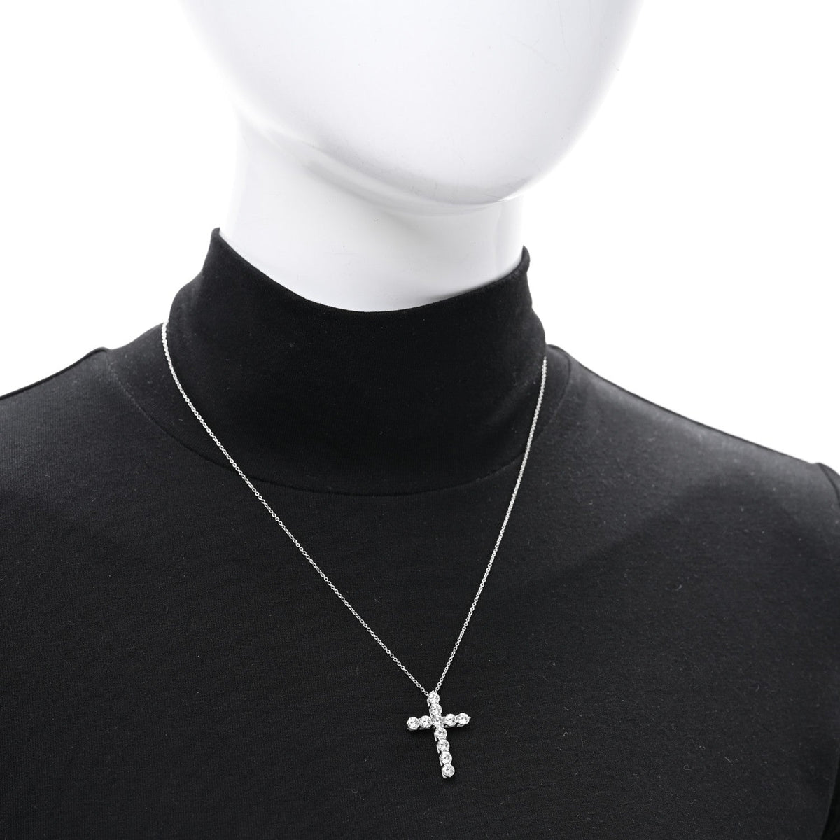 Platinum Diamond Large Cross Pendant Necklace