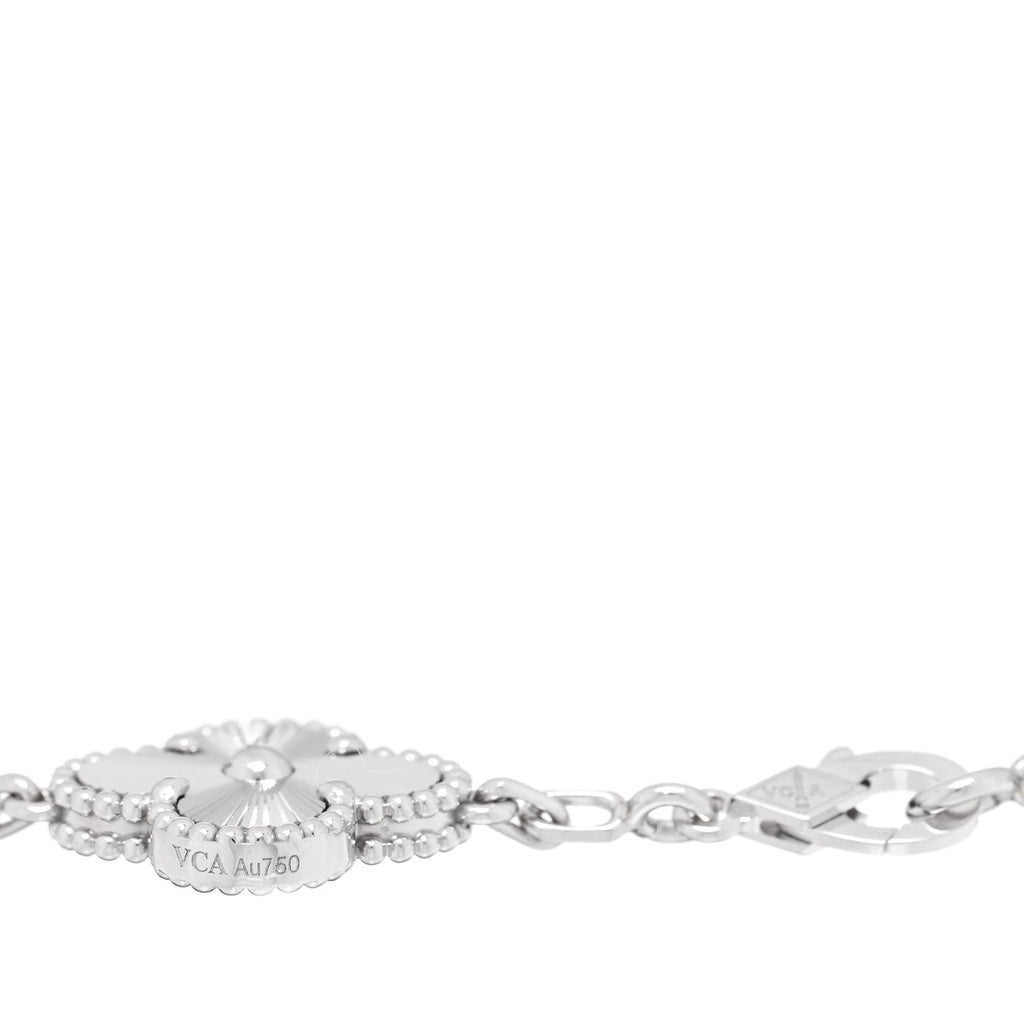 18K White Gold 5 Motifs Guilloche Vintage Alhambra Bracelet