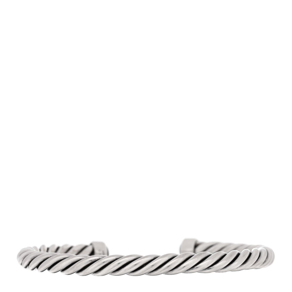Sterling Silver Onyx 6mm Cable Classic Cuff Bracelet