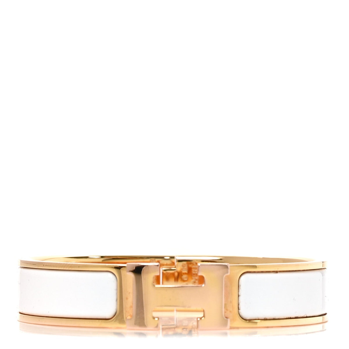 Enamel Narrow Clic Clac H Bracelet PM White