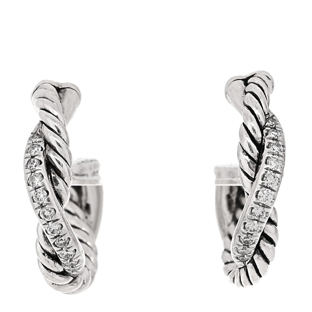 Sterling Silver Diamond Petite Infinity Huggie Hoop Earrings