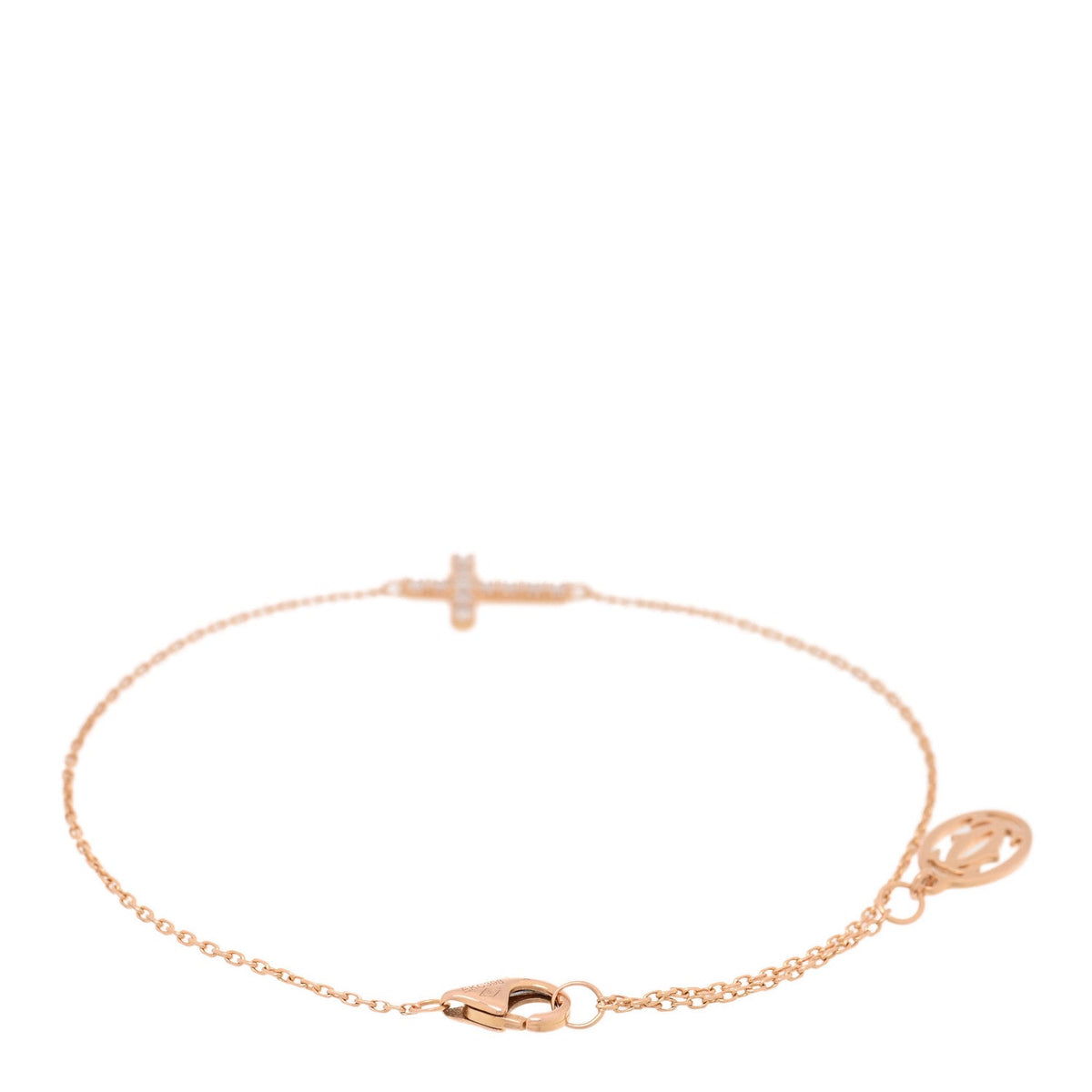 18K Pink Gold Diamond Symbols Cross Bracelet