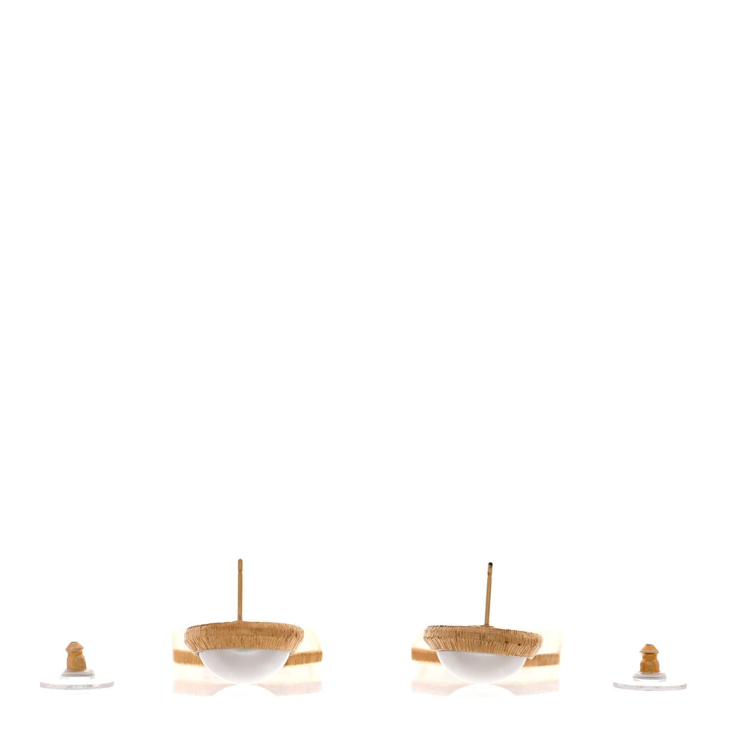 Pearl CC Tags Drop Earrings Gold