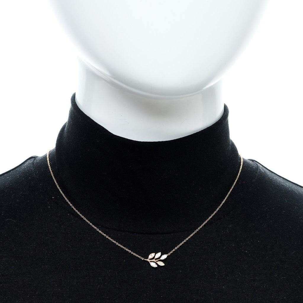 18K Rose Gold Diamond Victoria Vine Pendant Necklace