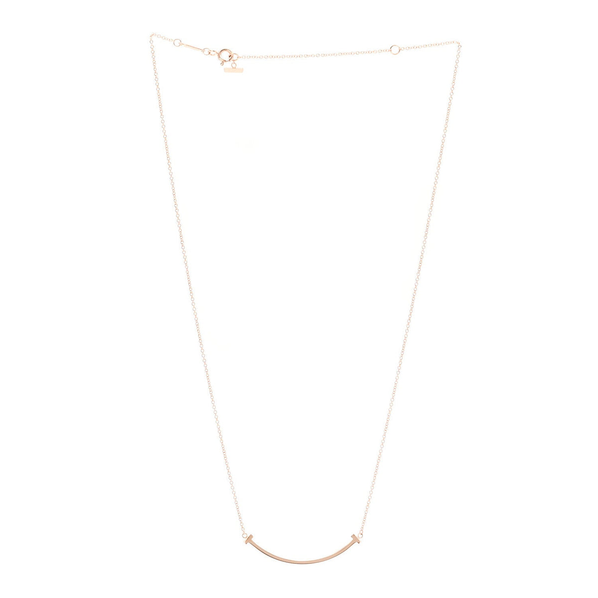 18K Rose Gold Small T Smile Pendant Necklace