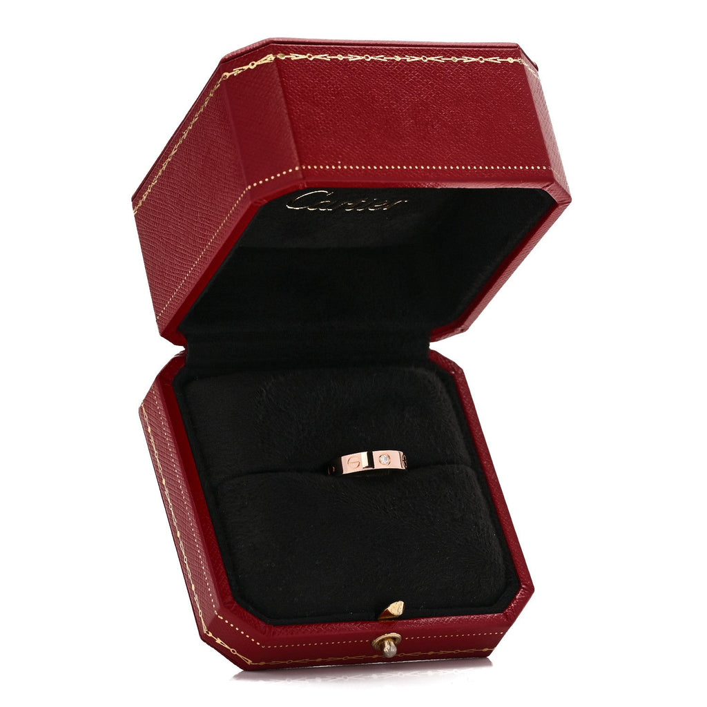 18K Pink Gold Diamond 4mm LOVE Wedding Band Ring 46 3.75