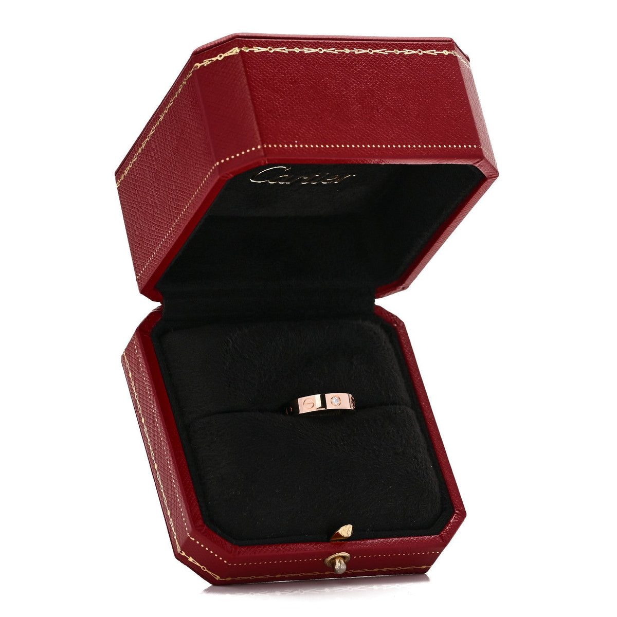 18K Pink Gold Diamond 4mm LOVE Wedding Band Ring 46 3.75