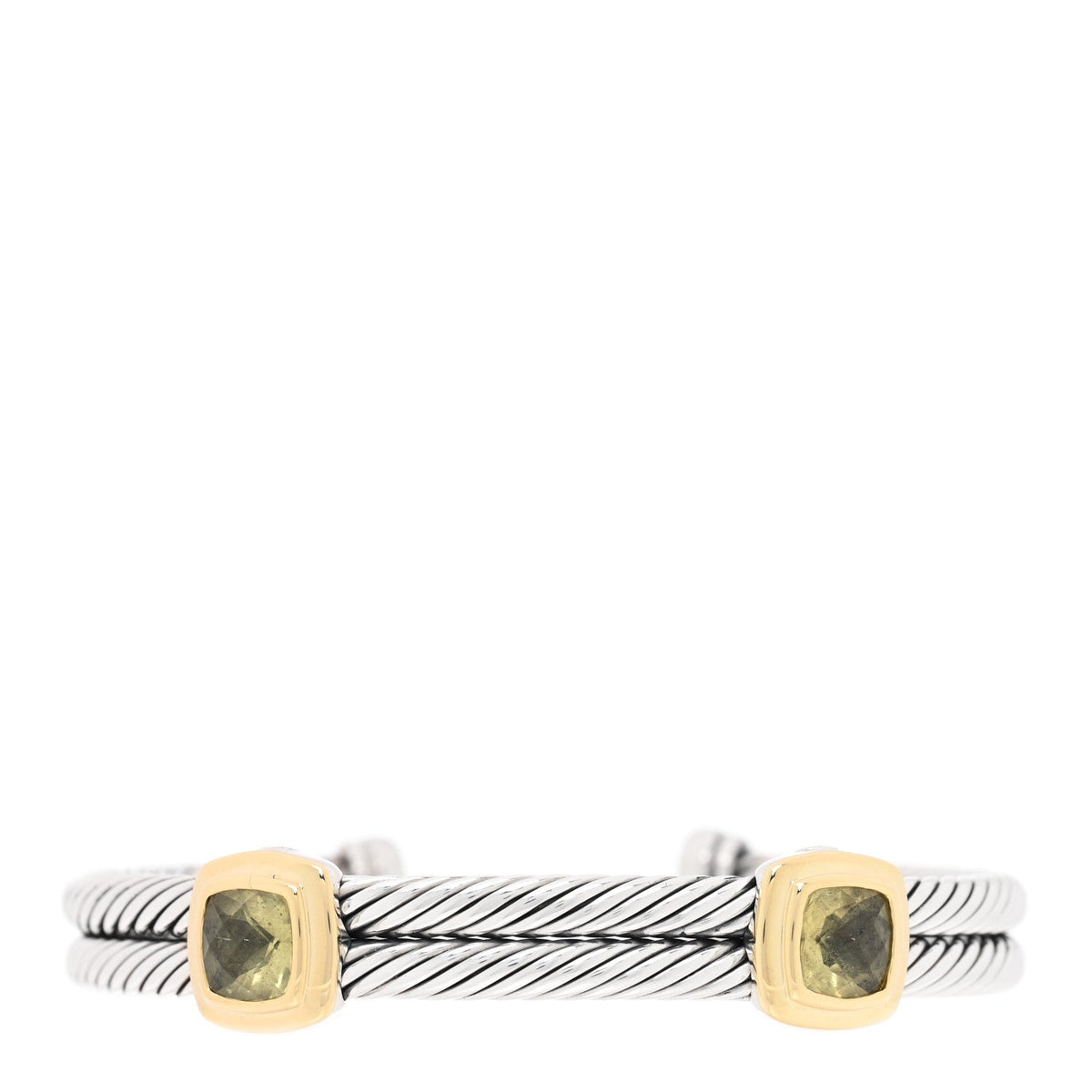 Sterling Silver 18K Yellow Gold Lemon Citrine Double Station Cable Bracelet