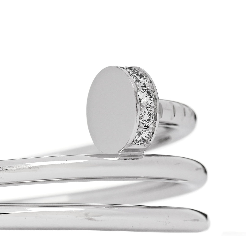 18K White Gold Diamond Double Juste Un Clou Ring 53 6.25